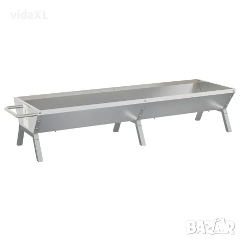 vidaXL Тава за барбекю, сребриста, 158x42x31 см, неръждаема стомана