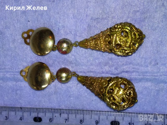 СТАРИ ОРНАМЕНТИРАНИ АЖУРНИ АР НУВО СТИЛ БРОНЗОВИ ОБЕЦИ с ПОЗЛАТА РЕТРО КЛИПС МОДЕЛ 37102, снимка 13 - Антикварни и старинни предмети - 40684798