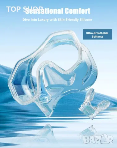 Lealinga Комплект 2 броя маска и шнорхел за гмуркане, плуване, синьо, зелено, снимка 4 - Водни спортове - 49965399