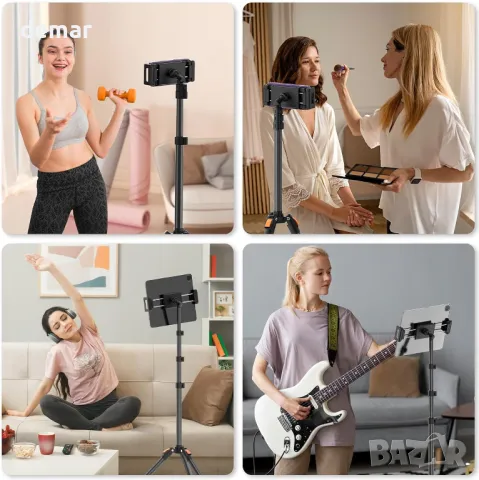 XXZU Стойка за таблет, статив, 182 см с 360° сферична глава, устройства 5.12-11.05”, снимка 8 - Селфи стикове, аксесоари - 50421262