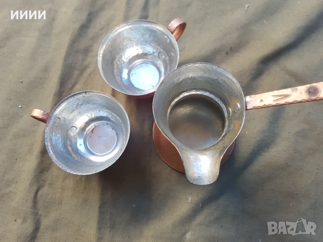 Джезве с 2 чаши на поднос, снимка 3 - Антикварни и старинни предмети - 52664085
