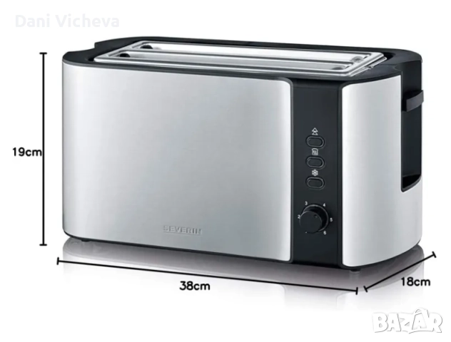 Тостер Severin AT 2590 1400W Сребрист, снимка 5 - Тостери - 52737572