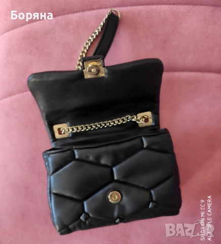 Zara мала кожена черна чанта, снимка 3 - Чанти - 52238234