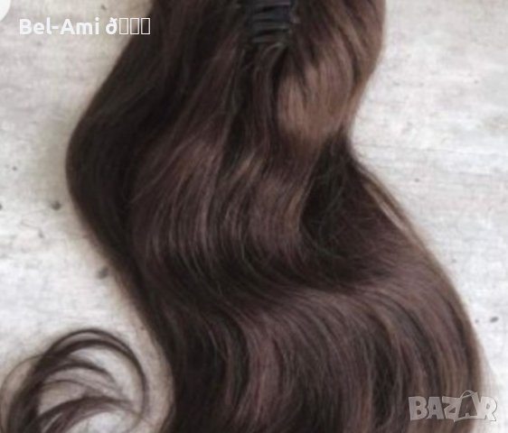100% естествена коса - опашка в кафяво , снимка 2 - Аксесоари за коса - 40866726