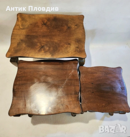 Комплект винтидж помощни масички в стил Queen Anne, снимка 3 - Маси - 53474514