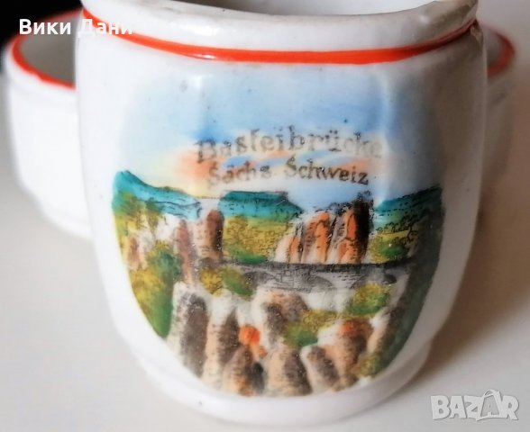 сувенир порцелан сол пипер basteibrücke sachs маркиран Швейцария, снимка 5 - Антикварни и старинни предмети - 35701127