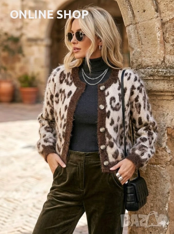 Луксозна пухкава жилетка с леопардов принт – Елегантност и стил Размер XL
