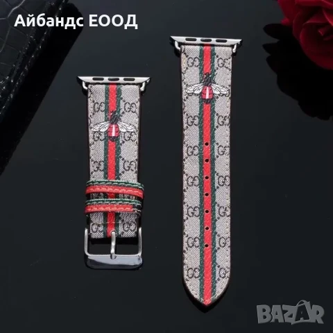 Каишкa от ЕКО кожа Gucci за Apple Watch ULTRA/SE/11/10/9/8/7/6/5, снимка 2 - Каишки за часовници - 51132994