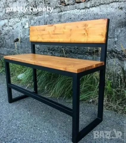 Градински комплект от метал и дърво - маса с две пейки, снимка 8 - Градински мебели, декорация  - 49684646