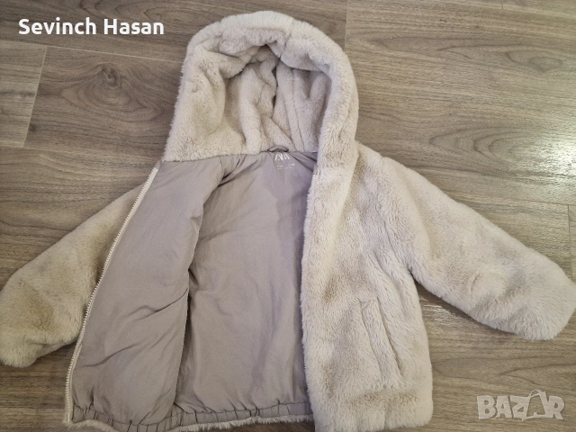 Детско пухено якенце за момиче Zara - 6 години, снимка 2 - Детски якета и елеци - 53504245