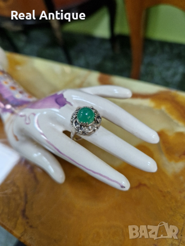 Чудесен изключително красив антикварен немски сребърен пръстен , снимка 5 - Пръстени - 44508816