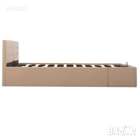 vidaXL Легло с повдигащ механизъм капучино изкуствена кожа 180x200 cм, снимка 5 - Спални и легла - 56146557