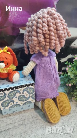 Плетена играчка Кукла Вика + подарък Зайче,  Ръчно изработена, Перфектен подарък, снимка 14 - Плюшени играчки - 41772690