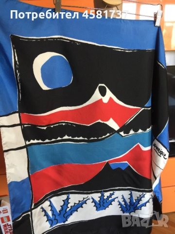 Копринен шал с десен репродукция на картина на César Manrique, снимка 3 - Шалове - 51759046