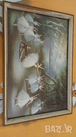 Винтидж картина, щампа, принт на Карлота Едуардс Балетна сцена Лебедово езеро. , снимка 3 - Антикварни и старинни предмети - 42102764