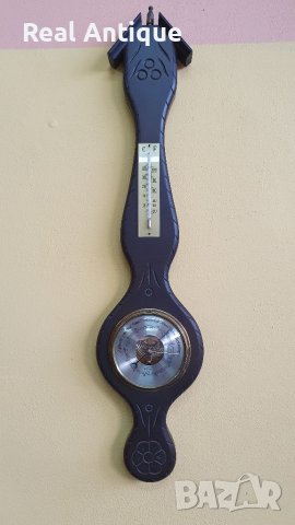 Антикварен немски барометър с термометър , снимка 1 - Антикварни и старинни предмети - 39149398