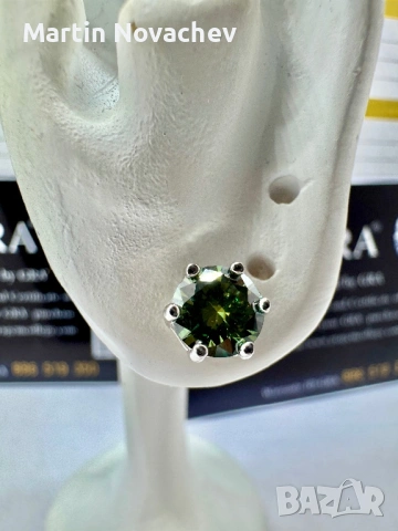 Сребърни обеци с мойсанит (Диамант) 1 карат, снимка 9 - Обеци - 53508678