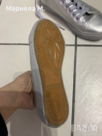 Сребристи кецове, номер 38, като нови, снимка 3 - Кецове - 39959604