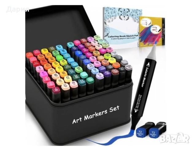 Комплект от маркери с алкохолна основа с две страни и калъф 48, 60, 80, 120 броя