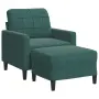 vidaXL Кресло с табуретка, тъмнозелено, 60 см, кадифе, снимка 1
