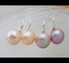 Висящи обеци от естествени розови перли , снимка 1 - Обеци - 35816320