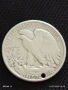 Сребърна монета половин долар 1942г. Америка продупчена за НАКИТ, НОСИЯ, КОЛЕКЦИЯ 43438, снимка 2