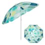 Плажен чадър, ветроустойчив, накланящ се, зелени тропически листа, UPF 50+, алуминиева рамка - 2 м