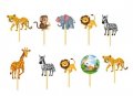 10 бр Зоо диви джунгла животни топери клечки за мъфини декорация и украса