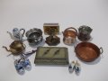 Ретро миниатюрки - медно менче, медна тава, месингов свещник, чайници, снимка 6