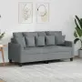vidaXL 2-местен диван, светлосив, 140 см, плат, снимка 2