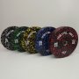 Цветни гумирани дискове на петна (Flecked Rubber Bumper Plates) , снимка 1 - Фитнес уреди - 41038121