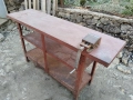 Комплект Стара Масивна Работна Маса с Машинно Менгеме / Около 100 кг. , снимка 2