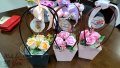 Кошнички декорирани с прекрасни и нежни розички от сапун и изсушени цветя ➕табелка Честит 8