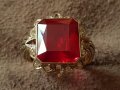 ЗЛАТЕН 18 КАРАТА с огромен РУБИН ръчен елегантен пръстен злато, снимка 4