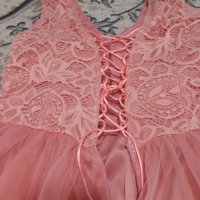 Официална рокля с тюл и дантела в розово, снимка 3 - Рокли - 39739906