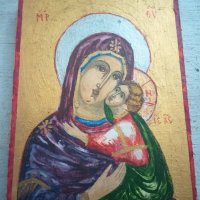 Стара ръчно рисувана икона в отлично състояние Богородица, снимка 4 - Колекции - 33854371