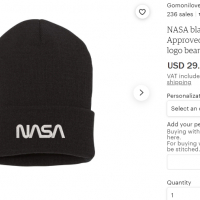 Зимна шапка NASA - голям р-р, снимка 2 - Шапки - 36128059