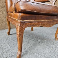 Кресло в стил Честърфийлд с дърворезба, снимка 5 - Дивани и мека мебел - 42607016
