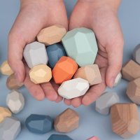 Montessori Wooden Stones 36 бр. Дървени Камъчета Монтесори за баланс / НОВО!, снимка 6 - Образователни игри - 34582915