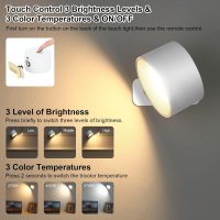 Lampop Кръгла магнитна стенна лампа, акумулаторна, сензорна, бяла - 2 бр., снимка 6 - Лампи за стена - 44373883