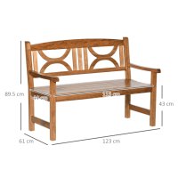 Дървена градинска пейка Outsunny 2-местна внос от Германия, снимка 2 - Градински мебели, декорация  - 41834391