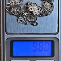 Филигранна сребърна гривна (бижу)- възрожденска, снимка 2 - Гривни - 42133163