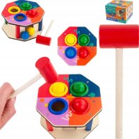 Дървена игра с чукче и топчета, снимка 1 - Образователни игри - 42444511