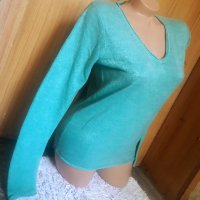 Светло тюркоазена блуза плетиво С/М, снимка 2 - Блузи с дълъг ръкав и пуловери - 34279478