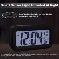 Дигитален постоянно светещ LED часовник на батерии с термометър аларма, снимка 2 - Други инструменти - 35890747