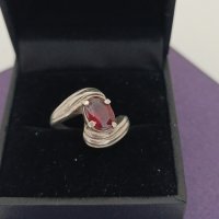 Красив сребърен пръстен с естествен камък #ДЮ, снимка 1 - Пръстени - 44327126