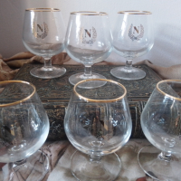6 броя Чаши за коняк Наполеон маркирани Франция позлата, снимка 3 - Антикварни и старинни предмети - 44921223