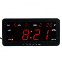 Дигитален LED часовник с календар, алрма и термометър. 220V, снимка 1 - Други стоки за дома - 35830726