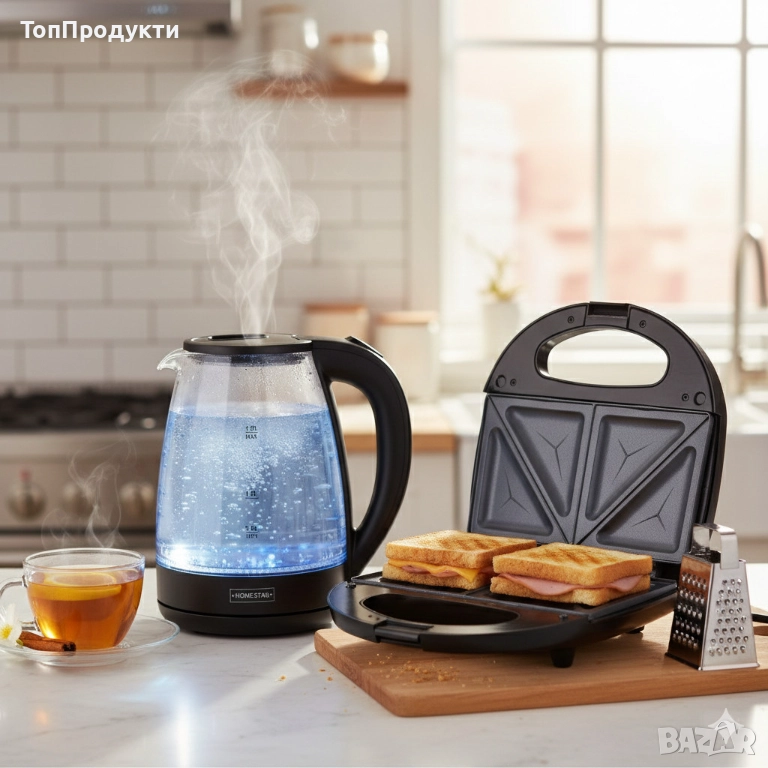 Комплект Тостер Royal Swiss SLS1057C + Електрическа кана Homestar , снимка 1