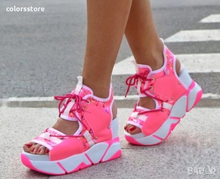 Сандали на платформа - циклама - K83, снимка 1